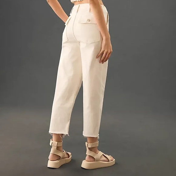 Mother Patch Pocket Private Ankle Fray Jeans in Cream Puffs - Picture 6 of 11